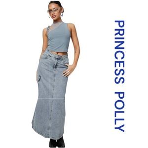 PRINCESS POLLY McGuane Denim Cargo Midi Skirt, Size 4.